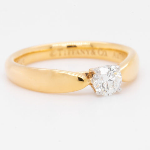 Tiffany & Co. Platinum & 18k Gold Diamond Engagement Ring 0.21ct G VS1 BOX CERT