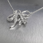 14k White Gold Diamond Floral Vine Motif Pendant Necklace 1.00ctw G VS2 17"