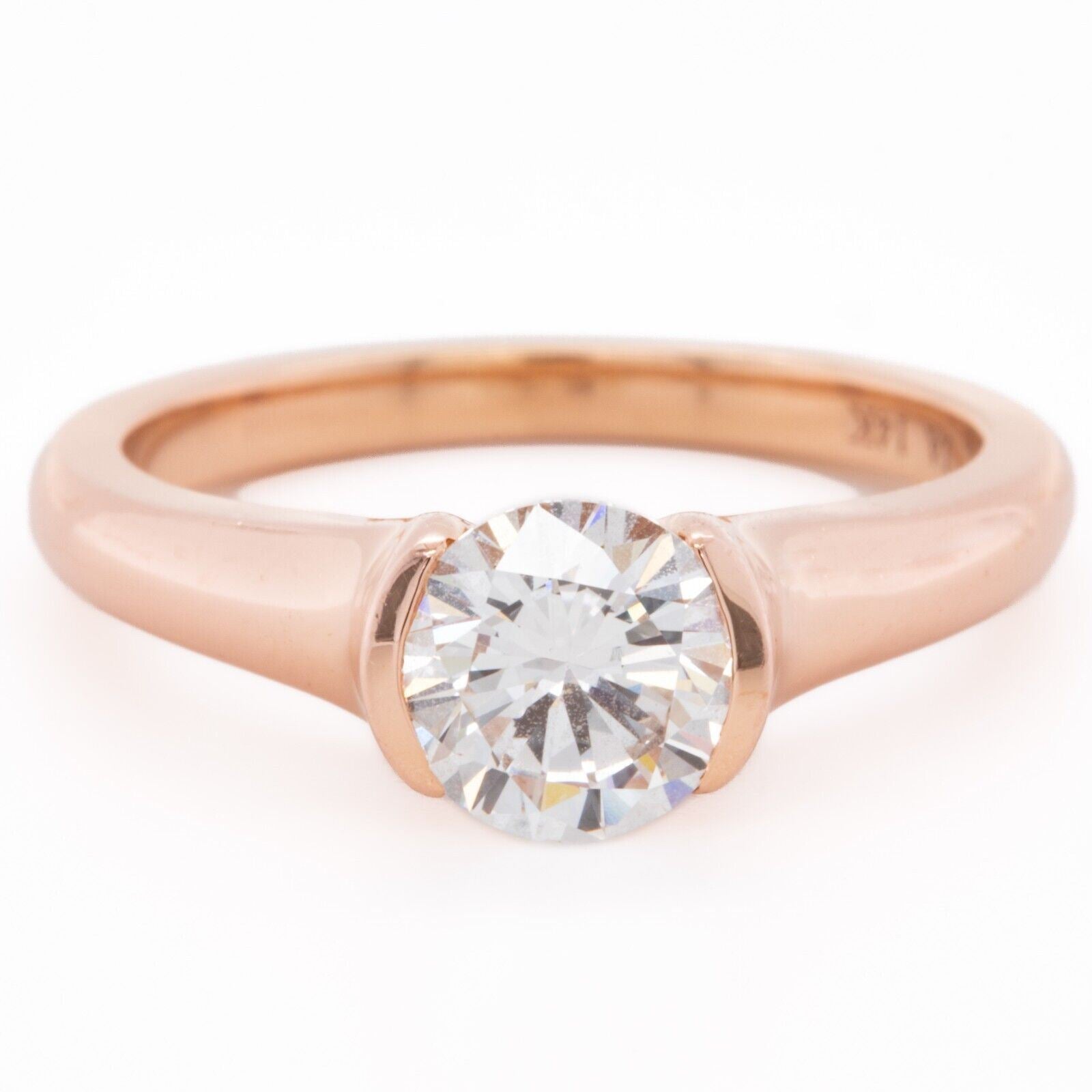 14k Rose Gold Round IGI Diamond Solitaire Engagement Ring 1.01ct F SI1 size 6