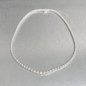 18k White Gold Round Diamond Graduated Tennis Necklace 10.37ctw G SI1 16"