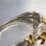 Vintage Platinum & 18k Yellow Gold 0.10ctw 3 Row X Ribbon Band Ring Size 10.25