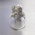 Antique Art Deco 18k White Gold Diamond .10ct Sapphire Cocktail Ring 0.15ctw sz6