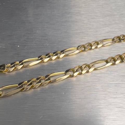 14k Yellow Gold Figaro Link 6.75mm Chain Necklace 22" 41.7g