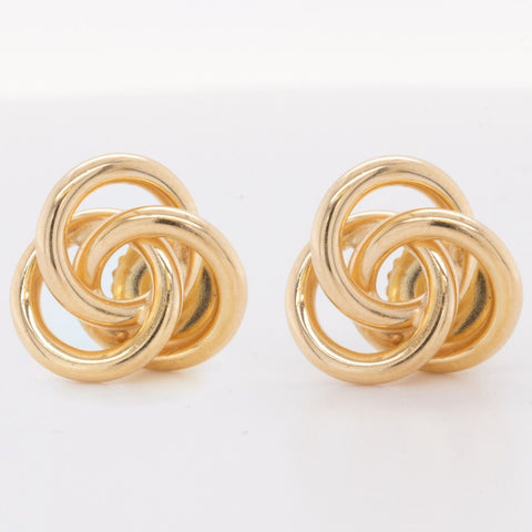 Tiffany & Co. 18k Yellow Gold Trinity Knot Triple Circle Stud Earrings 5.2g
