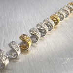 14k White & Yellow Gold Diamond Twist Swirl Link Bracelet 0.80ctw 7" 17g