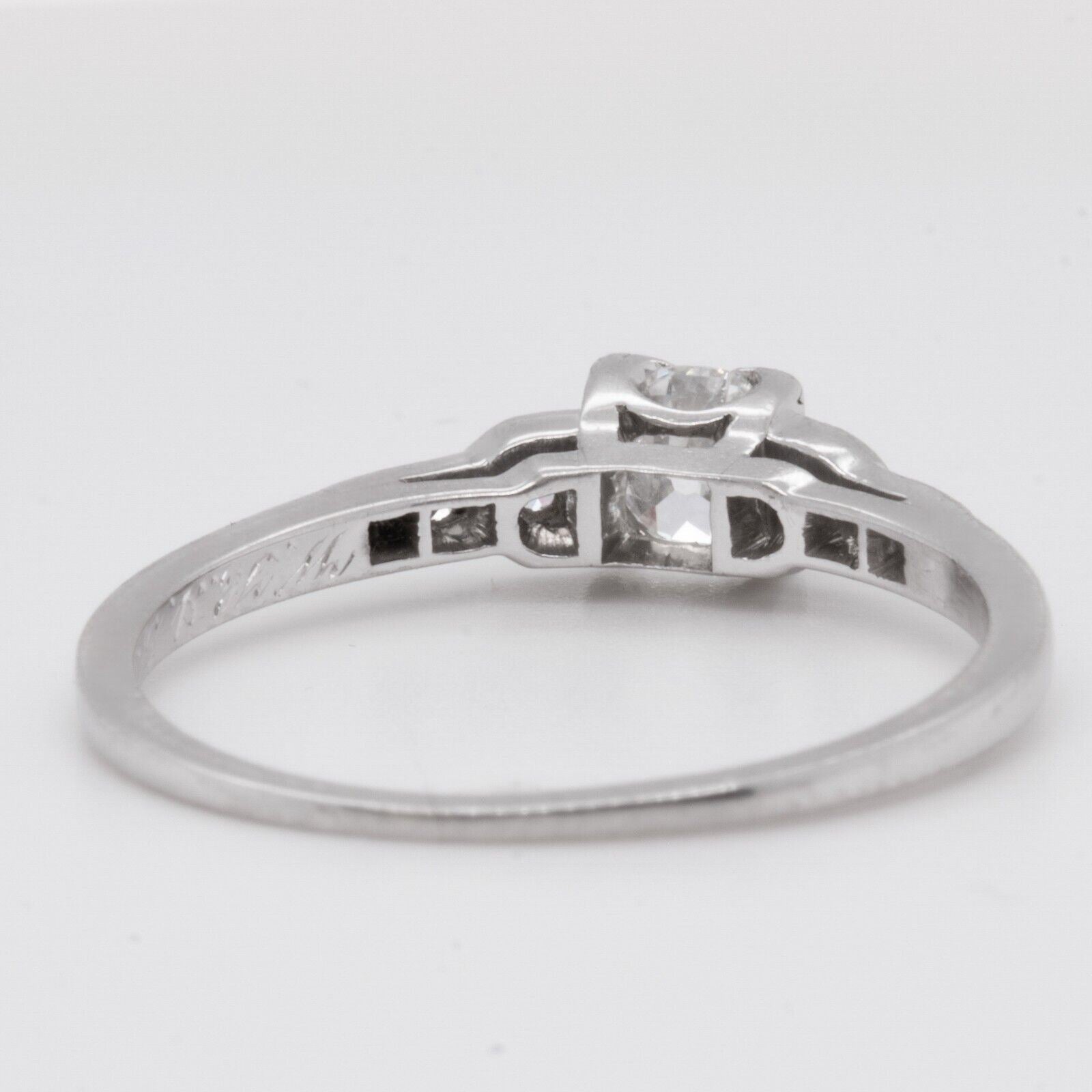Antique Platinum 900 Old Mine Diamond Engagement Ring 0.27ctw G VS2 size 5.75