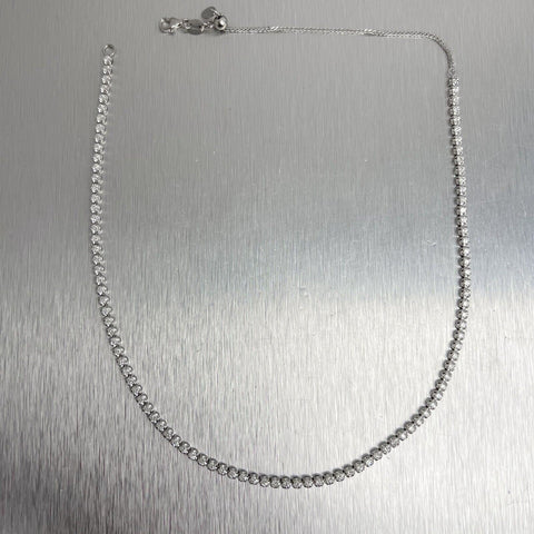 14k White Gold Round Diamond Tennis Necklace 1.80ctw G VS2 15"