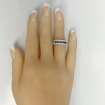 14K White Gold 0.35ctw 5 Stone Sapphire Diamond Ring 0.82ctw Size 5.75 6g
