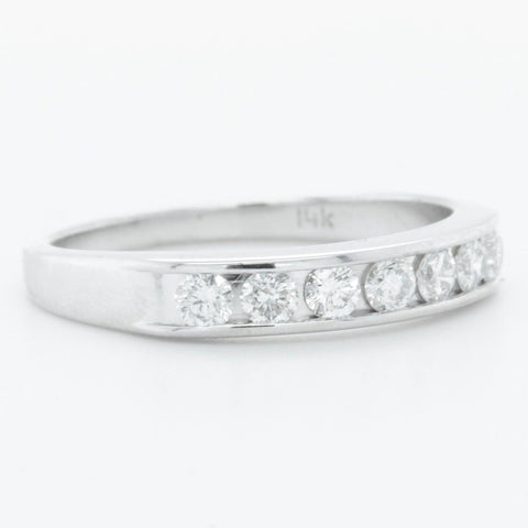 14k White Gold Diamond 7 Stone Wedding Band 0.35ctw H SI1 Ring Size 6.25