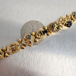 Vintage 14k Yellow Gold Pearl & Gemstones Lion Snake Crown Charm Bracelet 30g
