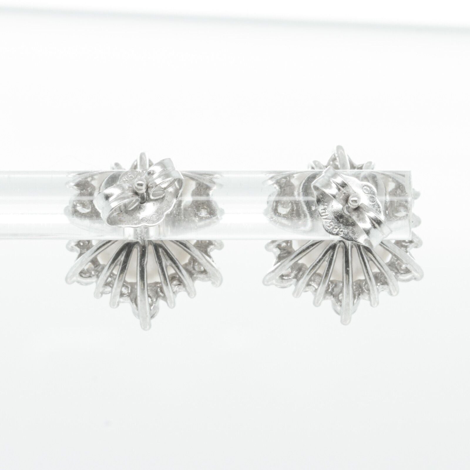 14k White Gold Diamond Halo 7.35mm Pearl Earrings 0.45ctw G SI1 4.1g