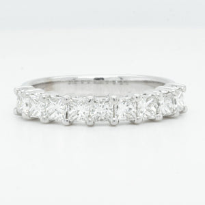 14k White Gold Princess Diamond 9 Stone Wedding Band 1.40ctw G VS2 Ring Size 7.5