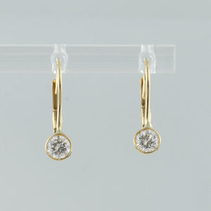 14k Yellow Gold Diamond Dangle Drop Leverback Earrings 0.58ctw G-H SI1 1.4g