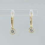 14k Yellow Gold Diamond Dangle Drop Leverback Earrings 0.40ctw G-H SI1 1.3g