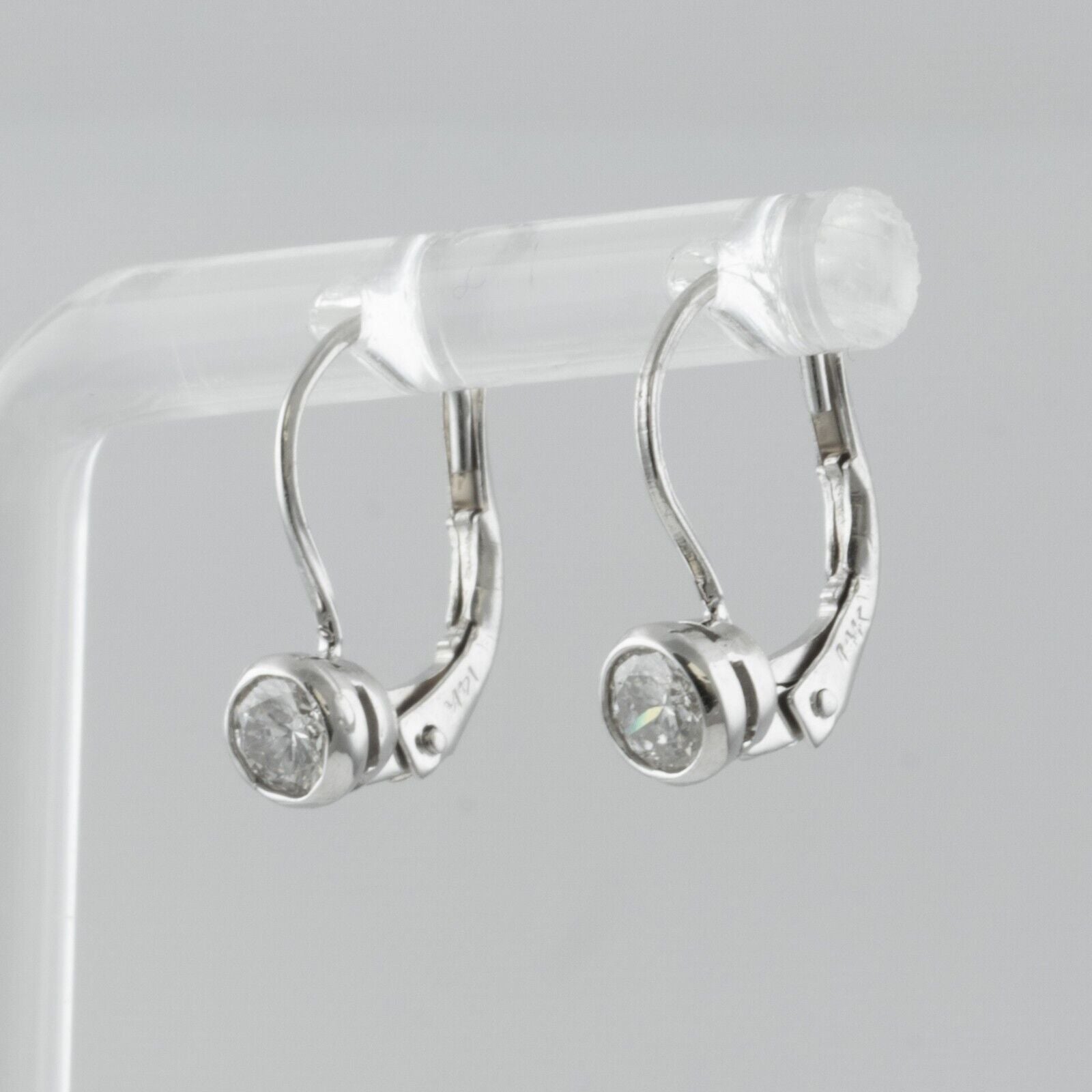 14k White Gold Diamond Dangle Drop Leverback Earrings 0.38ctw G-H SI1 1.4g