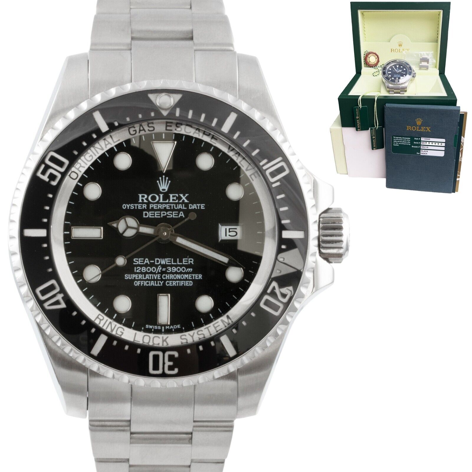 kort Army Literacy Rolex Sea-Dweller Deepsea Stainless Steel 44mm Black Watch 116660 BOX