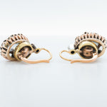 Antique 1800s 9k Yellow White & Rose Gold Rose Cut Diamond Cluster Earrings 3ctw