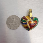 18k Yellow Gold Diamond & Enamel Puffy Heart Enhancer Pendant 0.05ctw 15.5g