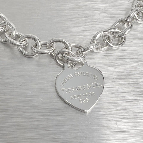 Tiffany & Co. 925 Silver 25mm Return to Heart Tag Oval Link Necklace BOX POUCH
