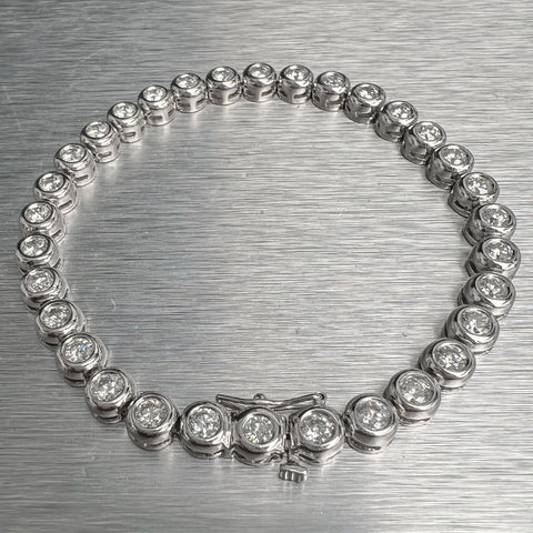 14k White Gold 32 Stone Diamond Tennis Bracelet 6.60ctw G SI2 7.25"