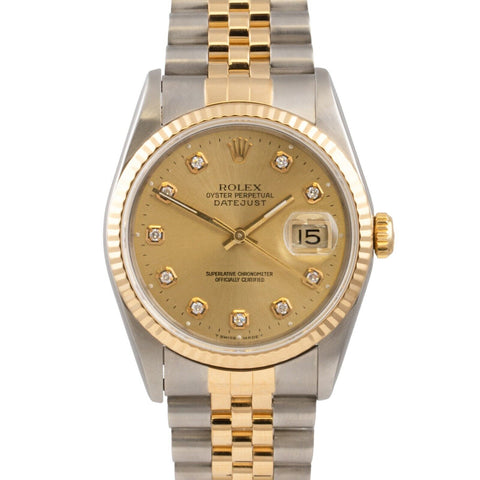 Rolex DateJust 36 Two-Tone 18k Gold & Stainless Steel JUBILEE Champagne 12633