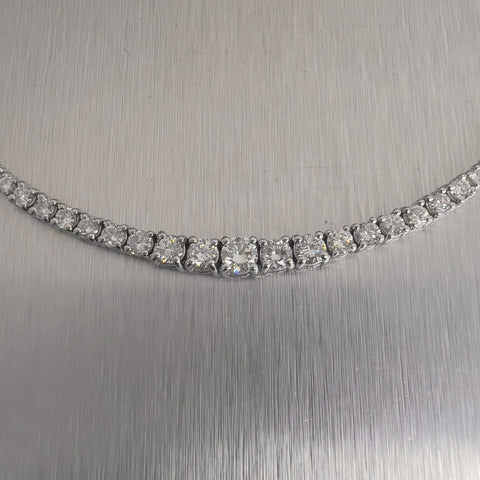 14k White Gold Diamond Graduated Tennis Necklace 7.90ctw G VS2-SI1 17.25"