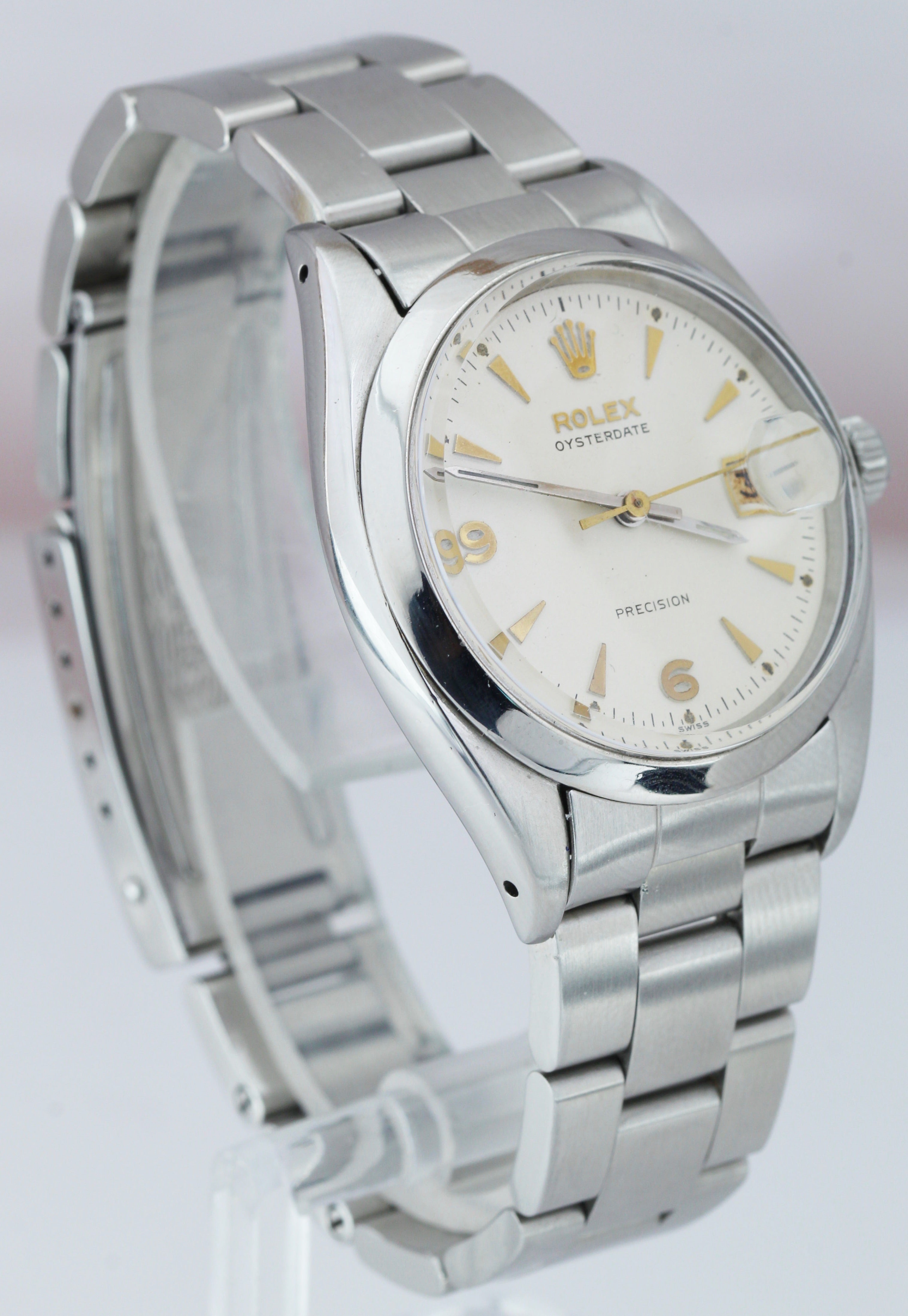 RARE Vintage Men's 1959 Rolex Oysterdate Precision 6694 Roulette 34mm Watch 6494