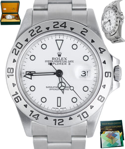 2004 Rolex Explorer II Polar White Y Stainless Steel 40mm GMT SEL 16570 T Watch