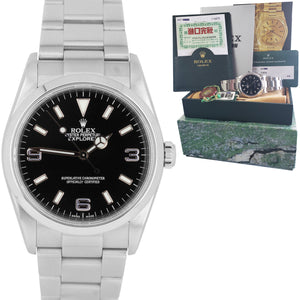 2006 Men's Rolex Explorer I Black 36mm Stainless Steel Oyster Watch 114270 B+P