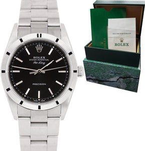 2000 Rolex Oyster Perpetual Air-King Black 14010 Stainless NO-HOLES 34mm Watch