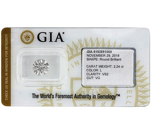 2.24ct GIA Certified Round Shape Brilliant Cut L VS2 Natural Modern Diamond