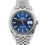 BRAND NEW Rolex DateJust 41 Blue Stainless Steel JUBILEE Fluted Watch 126334
