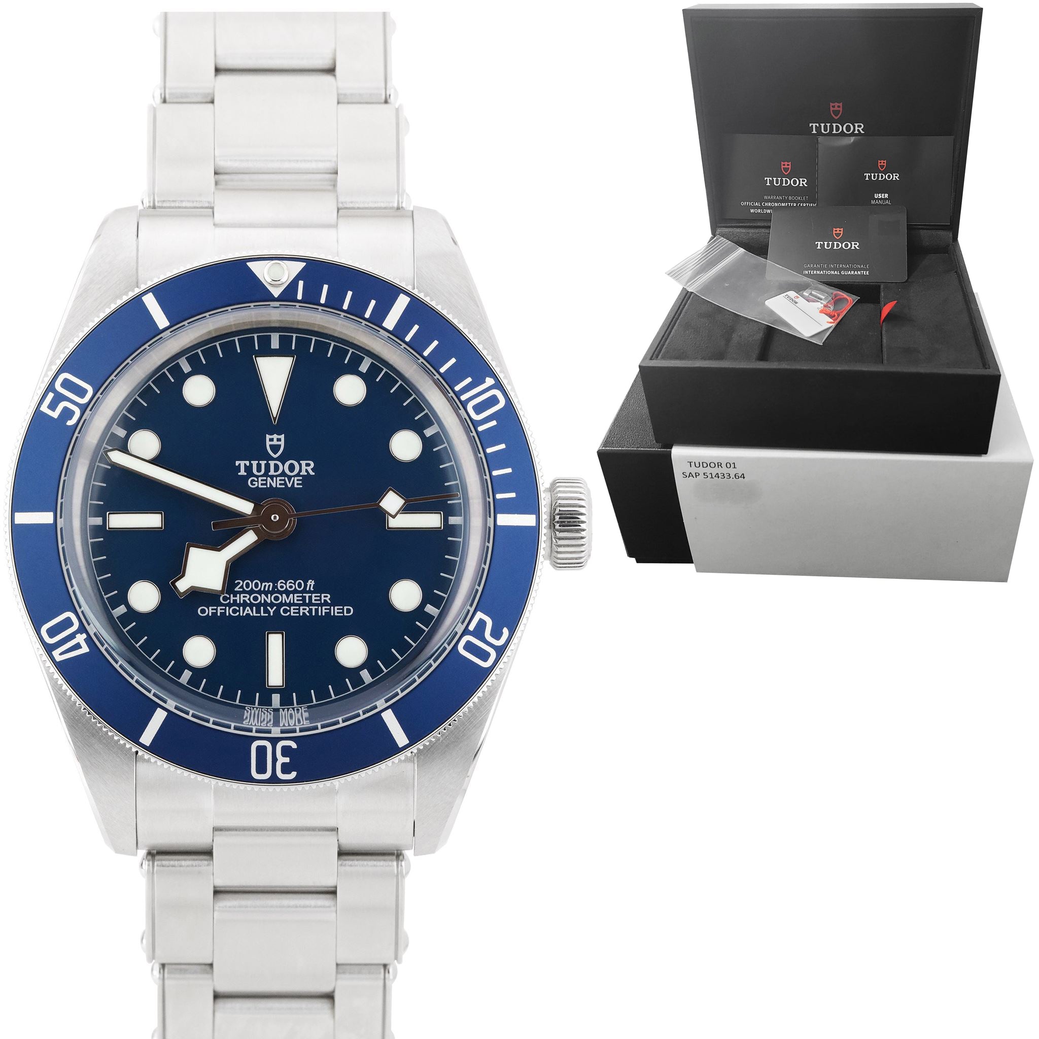 MINT 2020 Tudor Black Bay Fifty Eight 58 BLUE Stainless Steel 39mm Watch 79030 B