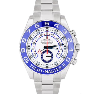 MINT 2017 Rolex Yacht-Master II 44mm Stainless White Blue Ceramic 116680 Watch