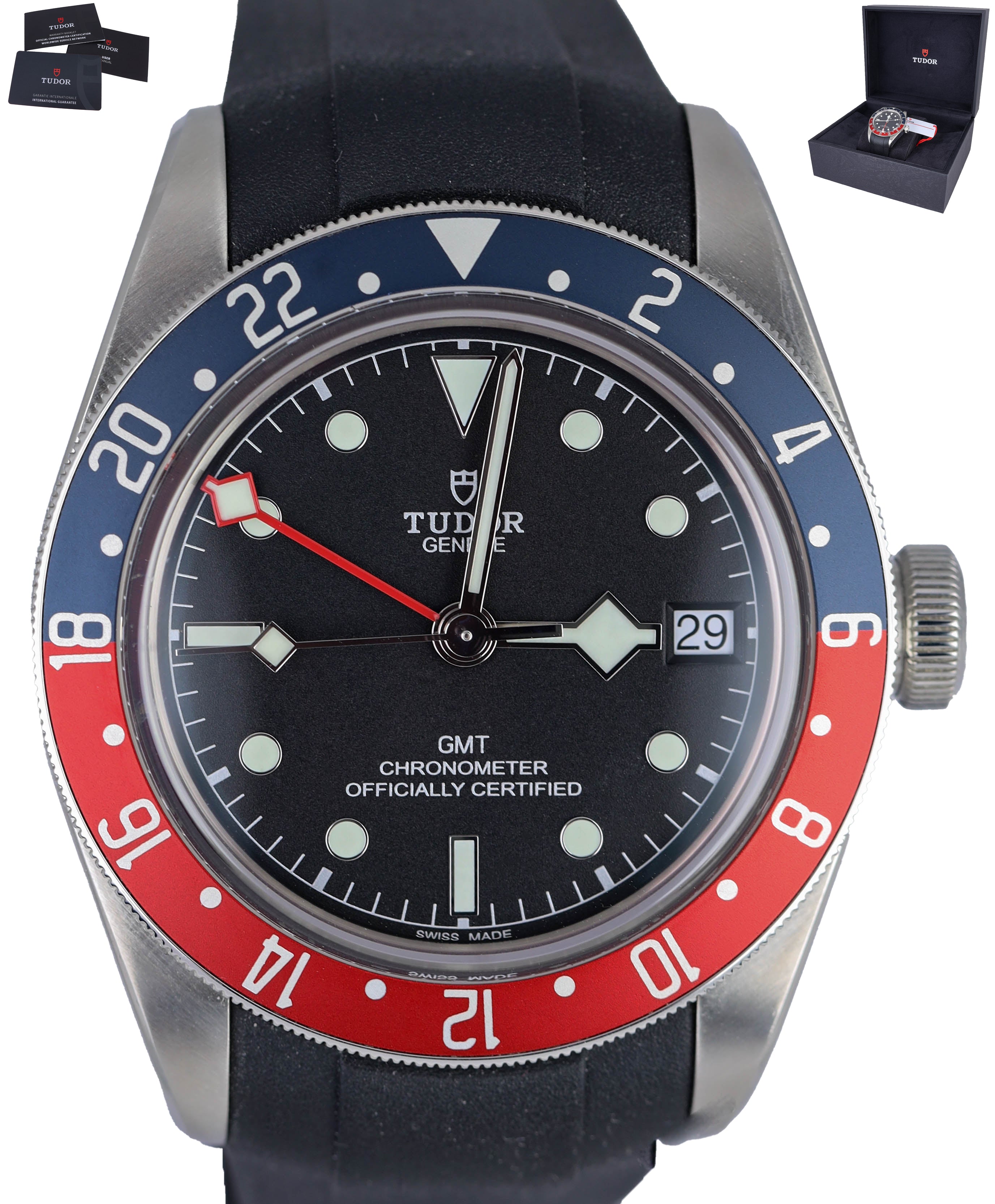 MINT 2021 Tudor Black Bay GMT PEPSI 41mm Stainless Blue Red Date 79830 RB Watch
