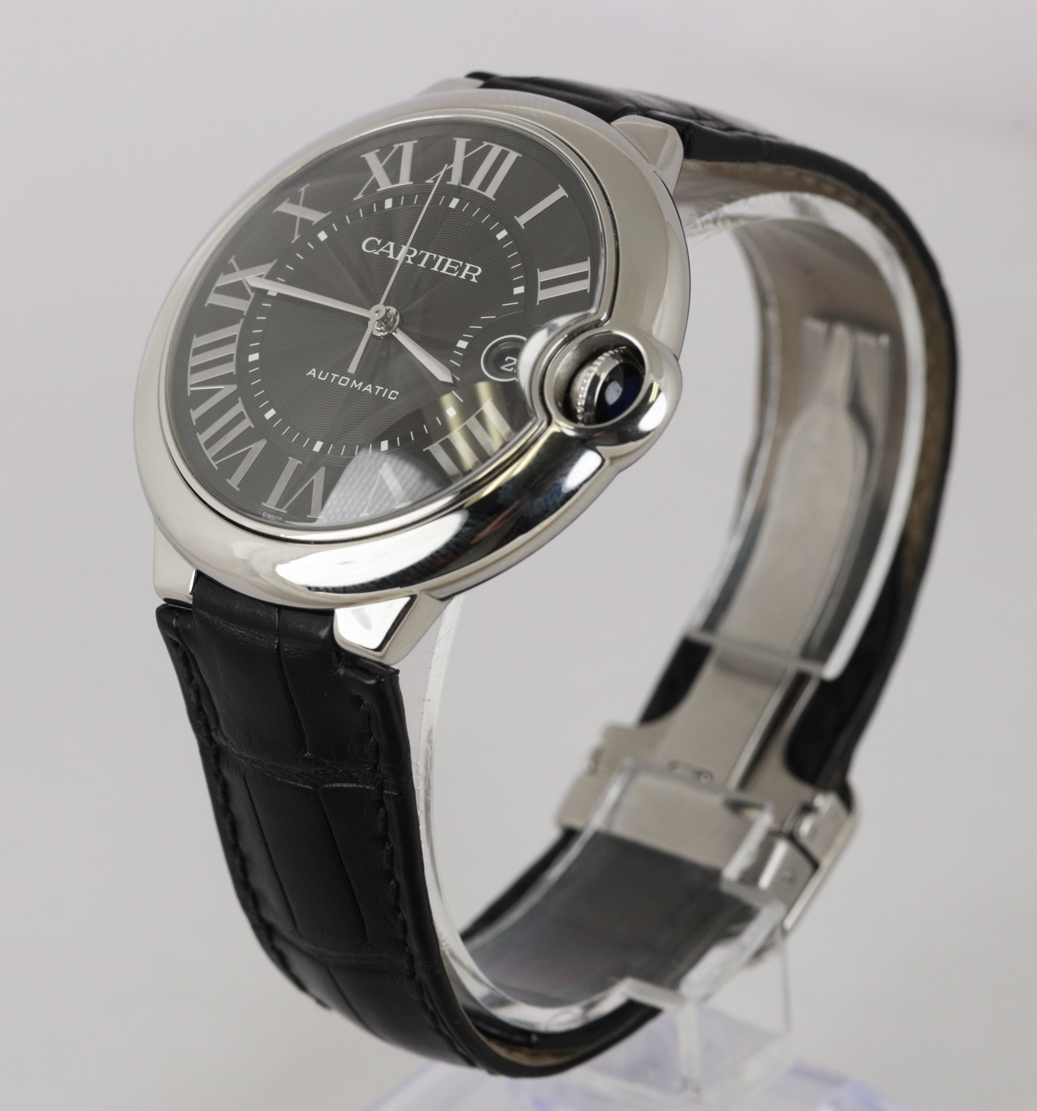 MINT Cartier Ballon Bleu 42mm Stainless Black Automatic Watch 3765 WSBB0003