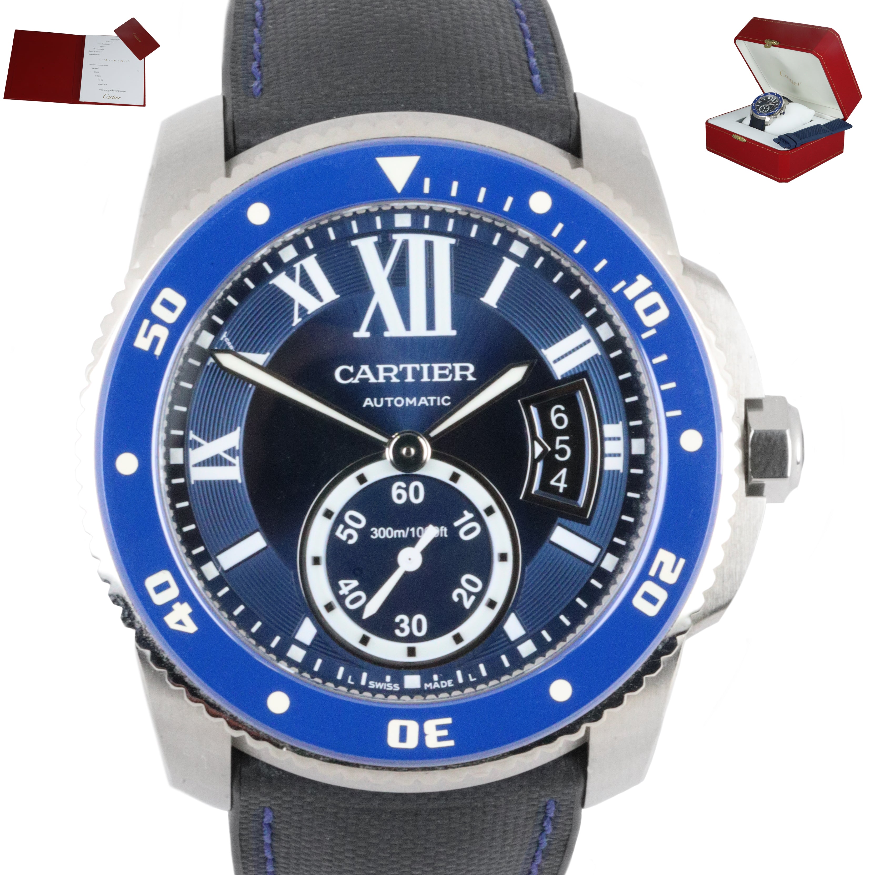 MINT 2019 Cartier Calibre Diver WSCA0011 Blue Stainless 42mm Men's Watch 3729