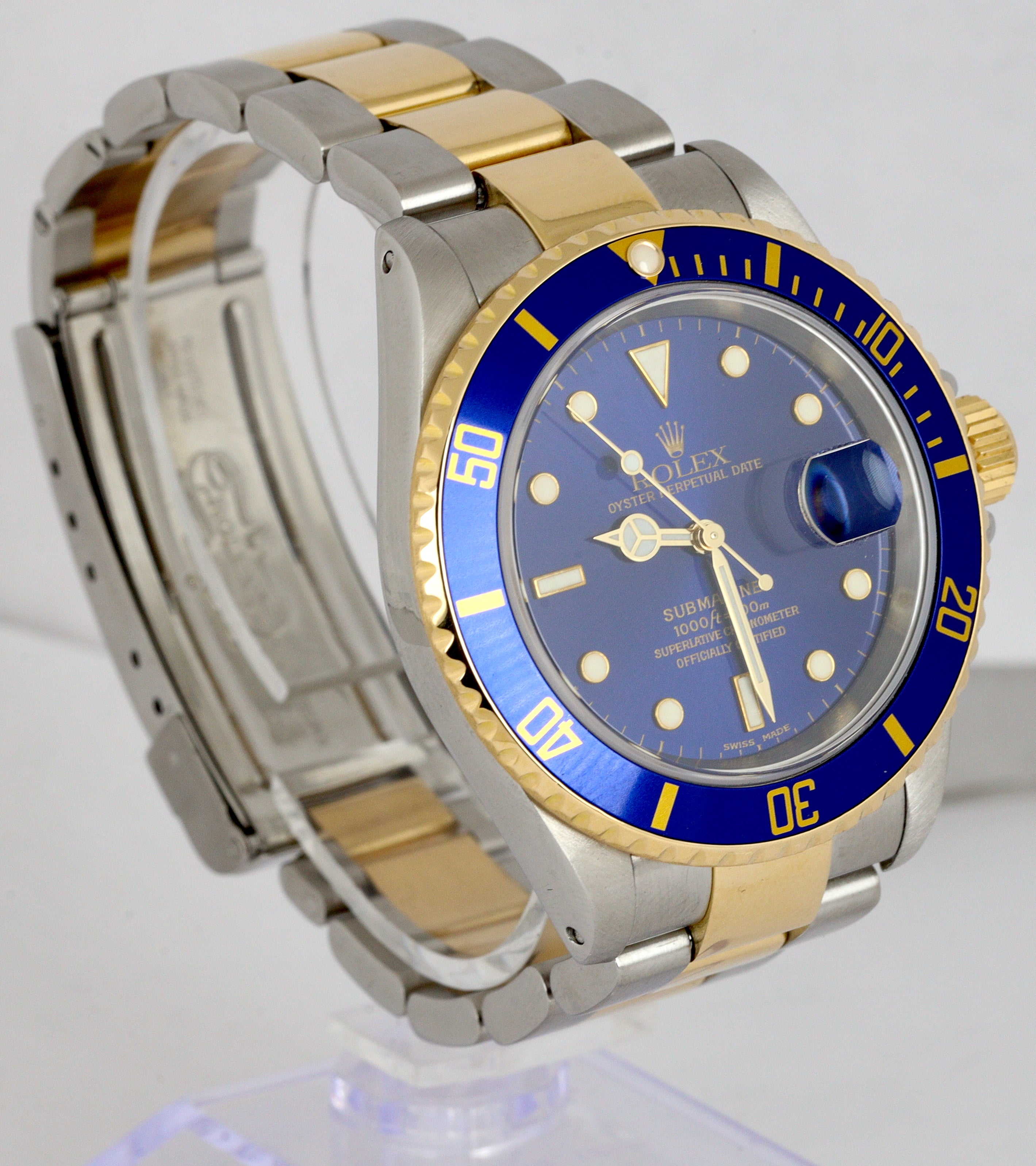2021 ROLEX SERVICE RSC Submariner Date Blue 16613 Two-Tone 18K Gold SEL 2000