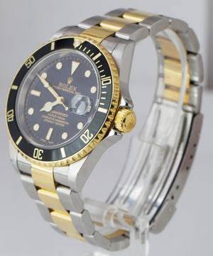 2008 Rolex Submariner Two-Tone Gold NO-HOLES CASE Black Stainless 40mm 16613 B+P