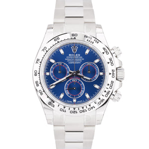NEW 2020 STICKERED Rolex Daytona Cosmograph BLUE 18K White Gold Watch 116509 B+P