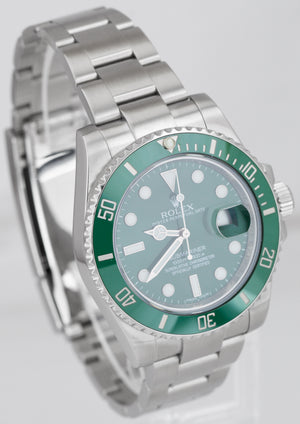 2014 Rolex Submariner Date Hulk Stainless Green Ceramic 40mm Watch 116610 LV B+P