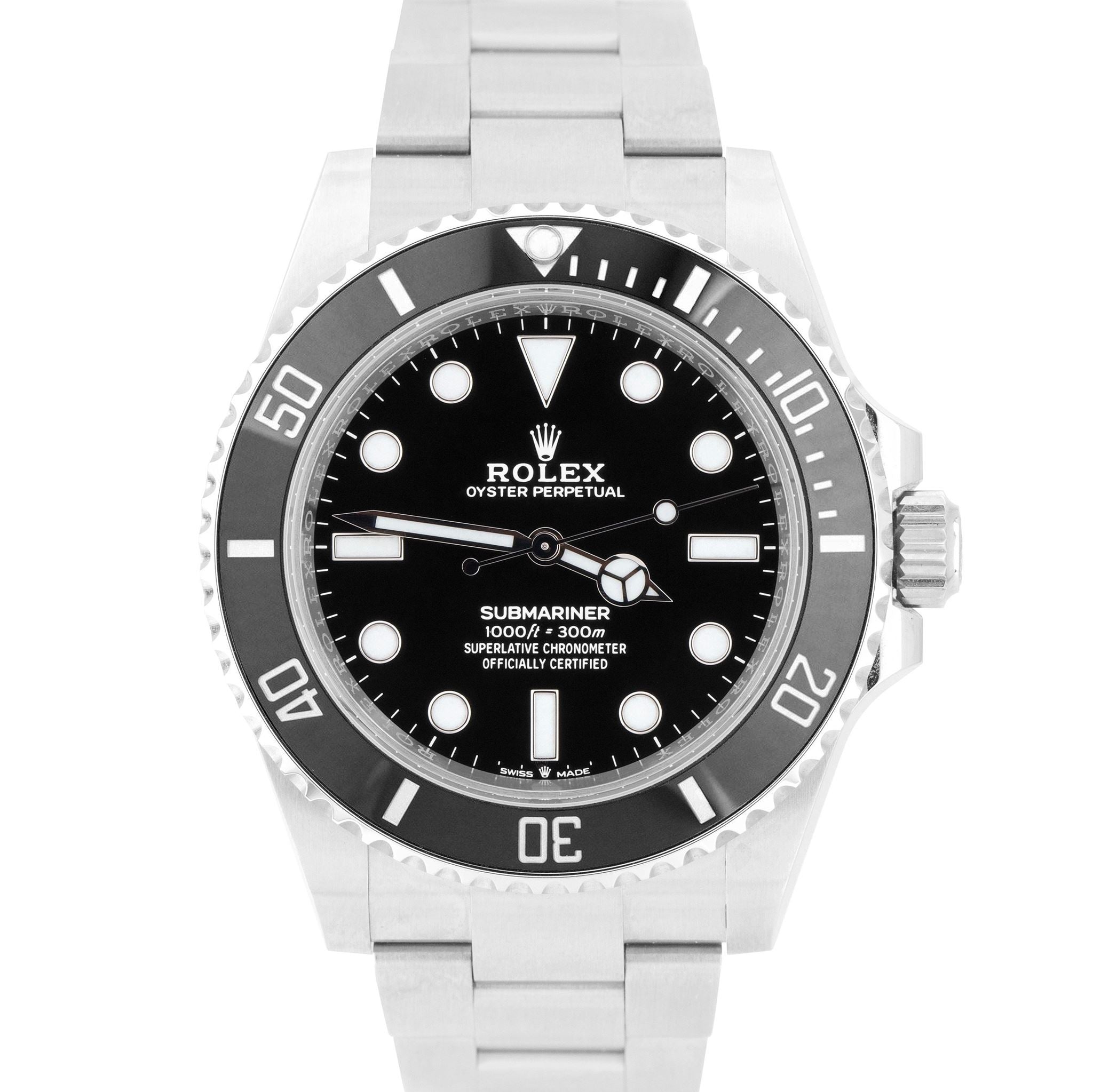 NEW 2021 Rolex Submariner 41mm No-Date Black Stainless Ceramic Watch 124060 LN
