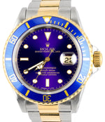 1991 Rolex Submariner Date PURPLE Dial 16613 Two-Tone 18K Gold Blue Steel 40mm