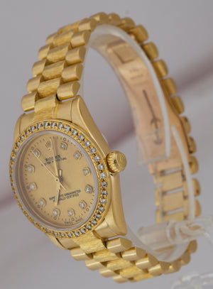 Ladies Rolex Oyster Perpetual 18K Yellow Gold 67518 Diamond Champagne Watch
