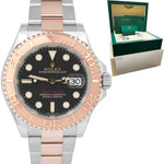 MINT 2020 Rolex Yacht-Master 18K Rose Gold Stainless Black 40mm 126621 Watch B+P