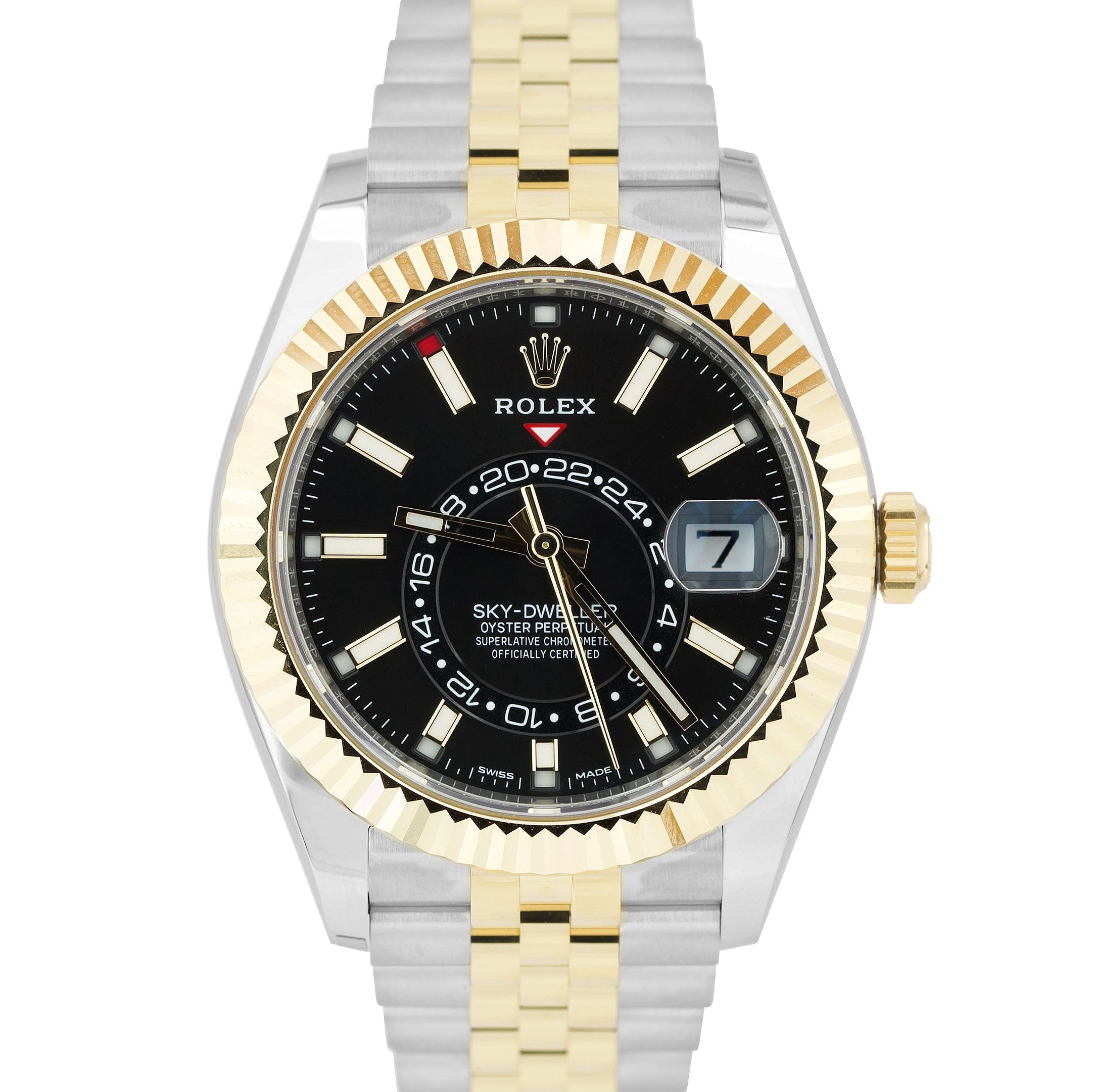 NEW AUG. 2022 Rolex Sky-Dweller Two-Tone Gold Jubilee Black 42mm Watch 326933