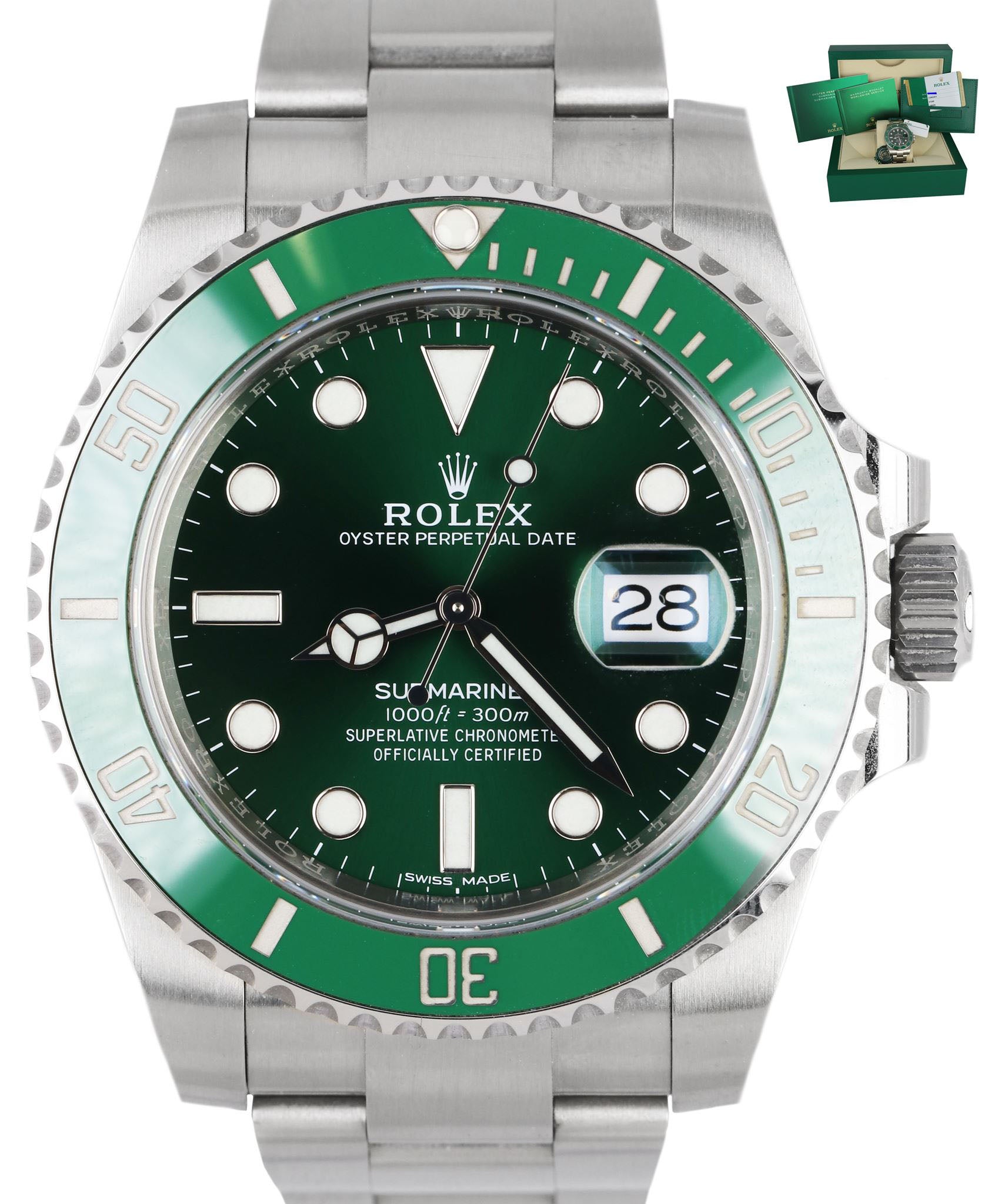 NEW UNWORN 2019 Rolex HULK Submariner Date 116610 LV Green Steel FULL SET Watch