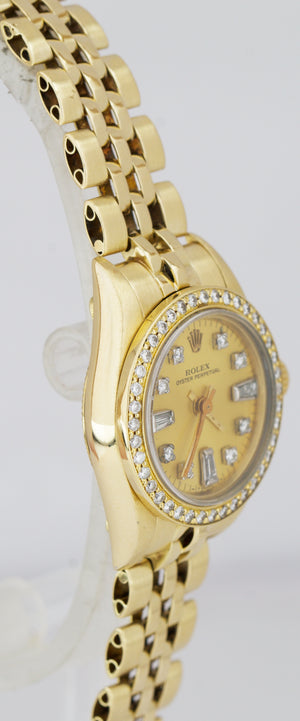 Rolex Oyster Perpetual 14K Yellow Gold DIAMOND BEZEL 24mm Watch 67197 President