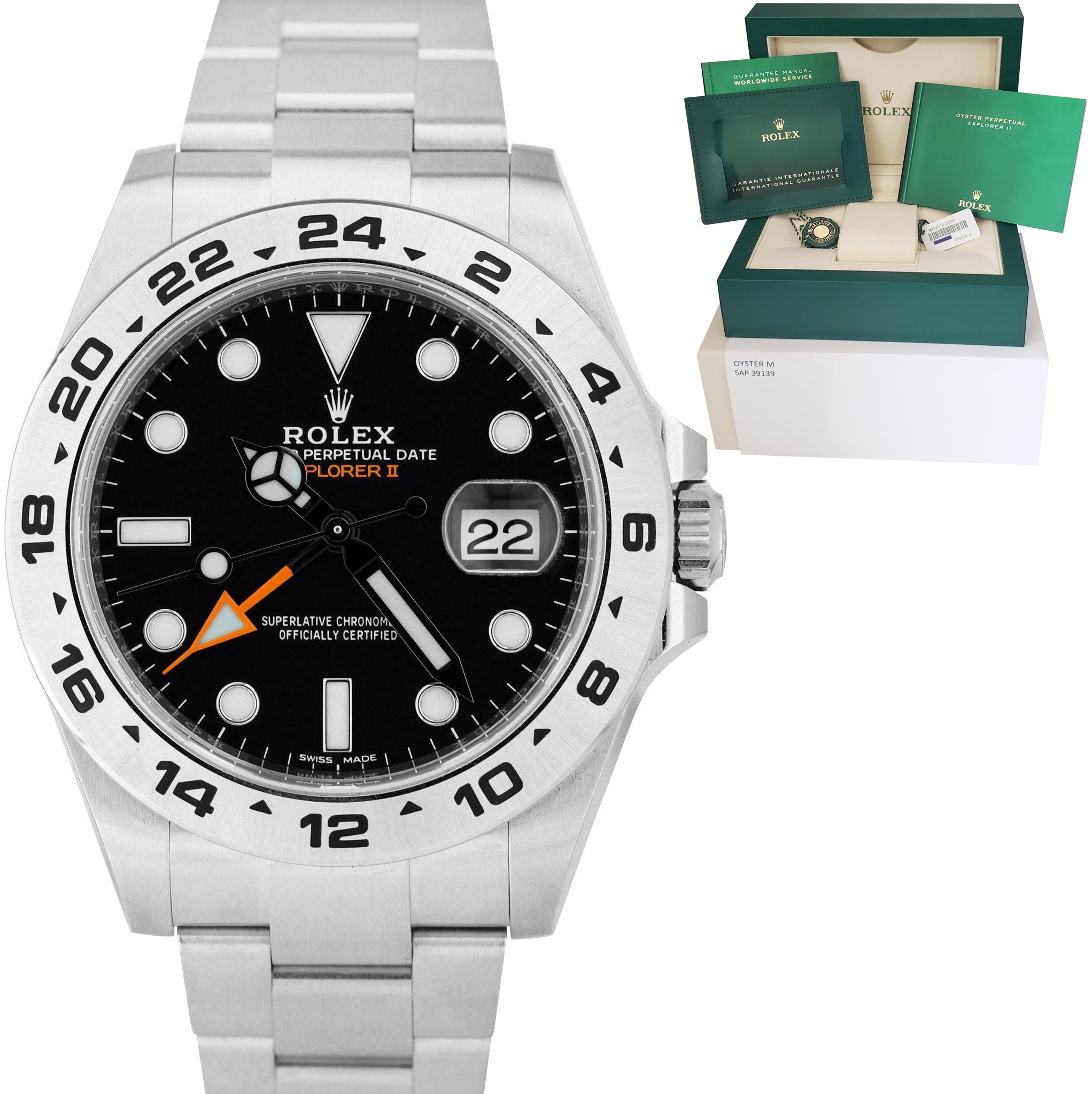 BRAND NEW 2021 Rolex Explorer II 42mm Black Orange GMT Date Steel Watch 216570