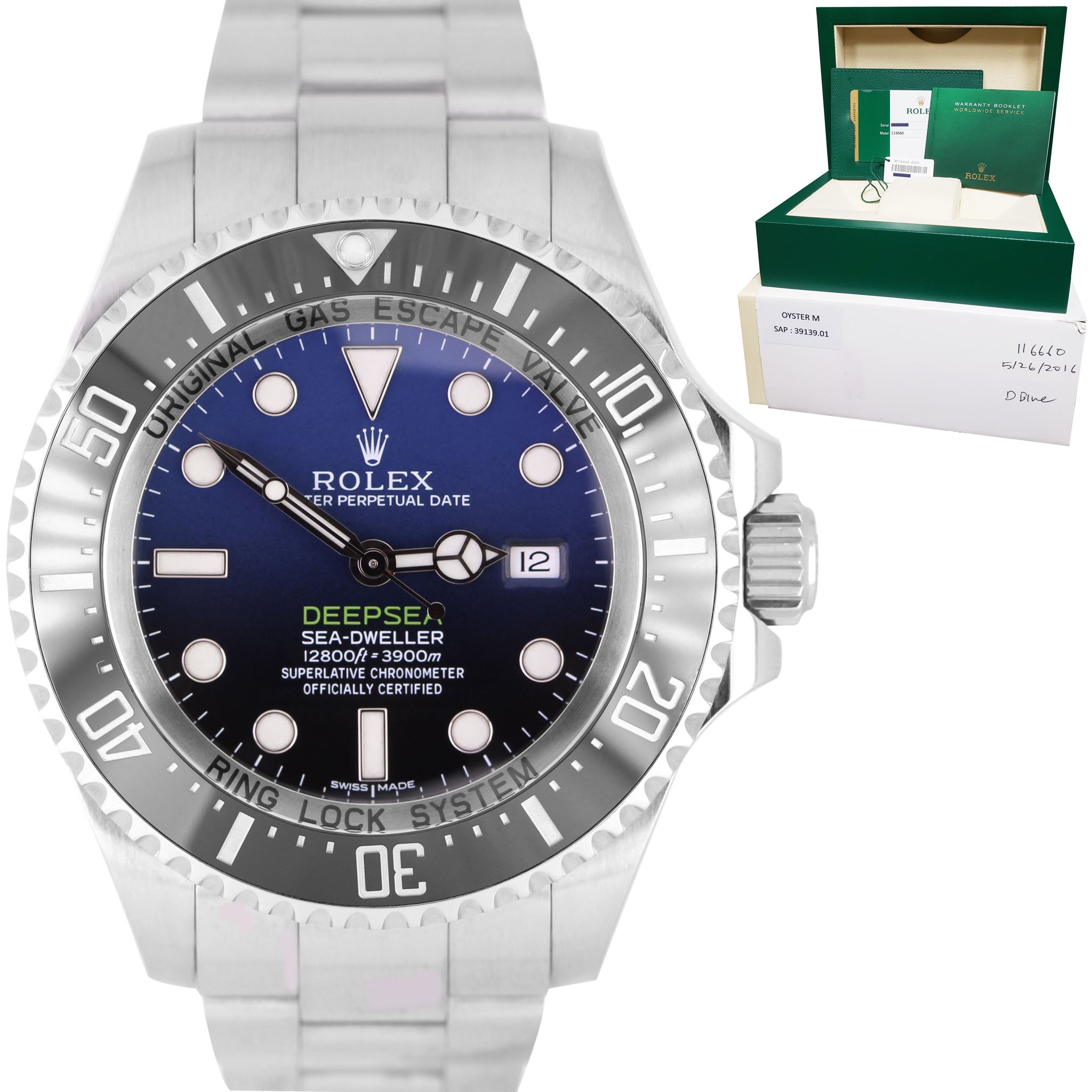 2016 Rolex Sea-Dweller Deepsea 'James Cameron' Blue Black 116660 44mm Watch B+P